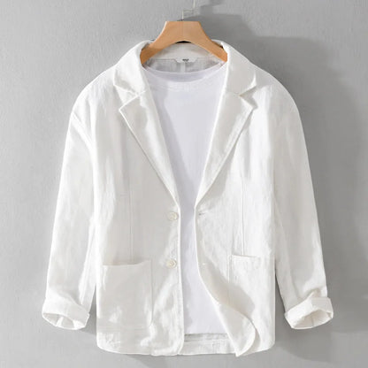 Y803 Spring Autumn Good Quality Linen Blazer For Men Business Casual Solid Color Simple Double Buttons Thin Male Suits Jackets