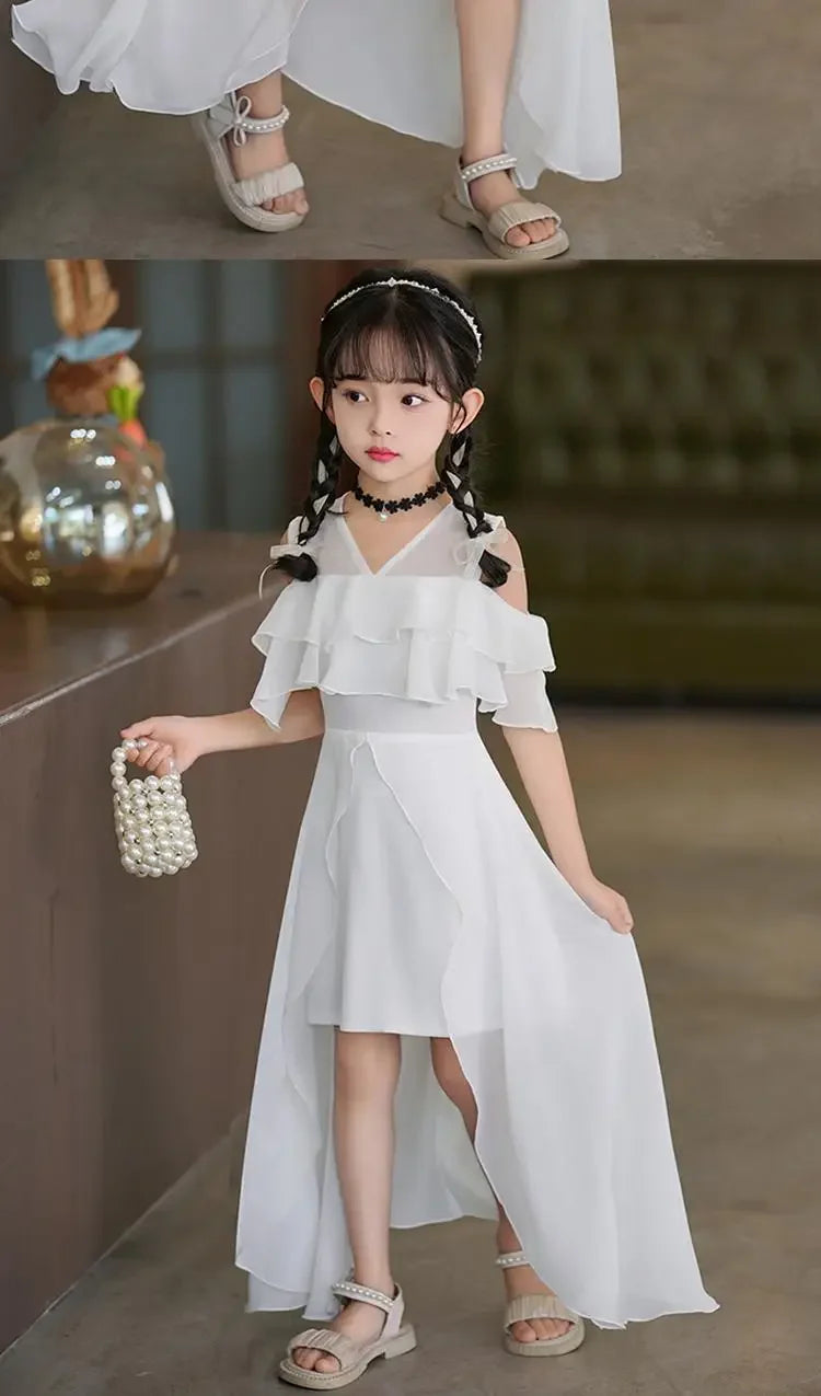 Fashion Chiffon Boho Girls Dresses Bohemian Beach Kids Clothing Vestido Girl Outfit Robe Fille Casual Maxi Children Dress Summer