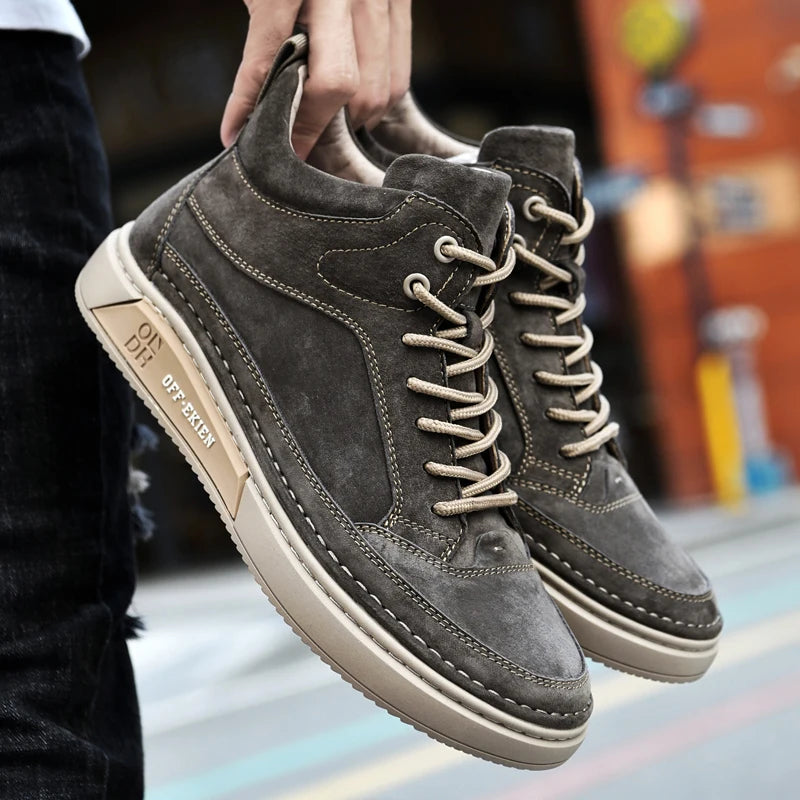 New Arrival Genuine Leather Men Ankle Boots  Design Warm Plush Fur Winter Sneakers Snow Casual Leather Shoes Outdoor Basic Boots