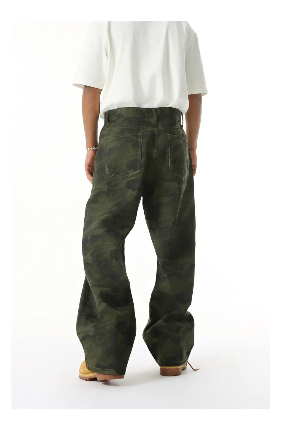 2025 Four Seasons Men's Youth Popular Multi color Pattern Camouflage Pants Basic Versatile Straight Wash Casual Cowboy Pants