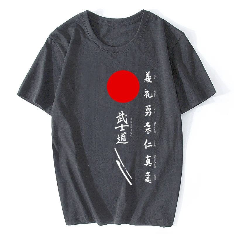 Men'S Japanese Kanji Samurai Bushido Tshirt Men'S Fashion Tees T Shirt Men Summer Style Design T-Shirt Oversize Streetwear