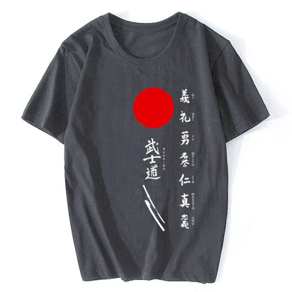 Men'S Japanese Kanji Samurai Bushido Tshirt Men'S Fashion Tees T Shirt Men Summer Style Design T-Shirt Oversize Streetwear