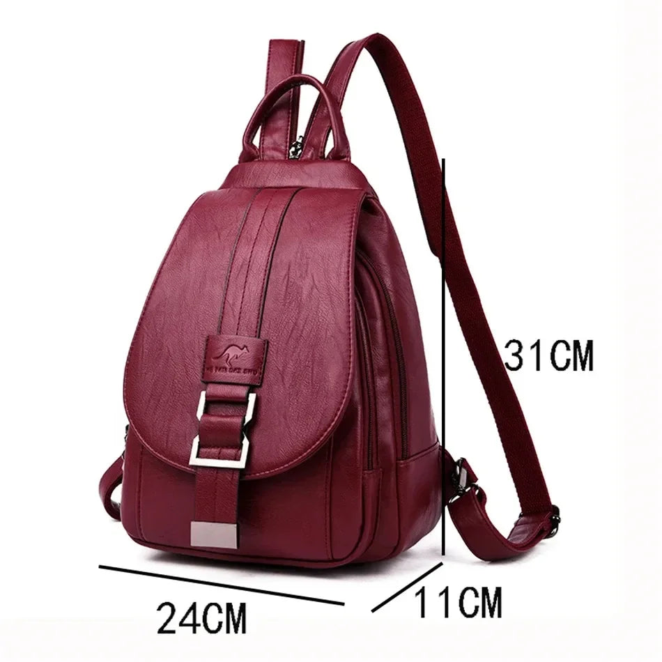 Multifunctional Women Leather Backpacks Casual Backpack For Teenager Girls School Chest Bag Travel Bagpack Ladies Sac Back Pack
