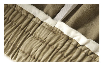 Spring Summer Cargo Pants Men Cotton Enzyme Wash Distressed Loose Fit Straight Leg Khaki Drawstring Elastic Waist Casual Pants