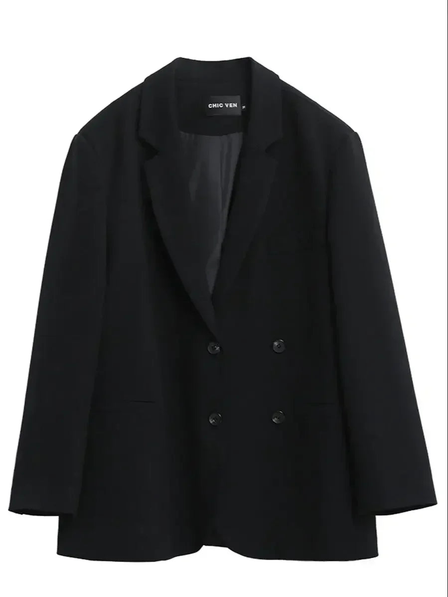 2026 Fashion Women's Blazer Office Lady Long Sleeve Double-breasted Mid-length Casual Coat Ladies Outerwear Stylish Top