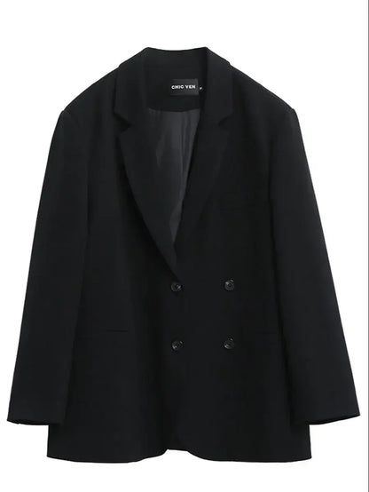 2026 Fashion Women's Blazer Office Lady Long Sleeve Double-breasted Mid-length Casual Coat Ladies Outerwear Stylish Top