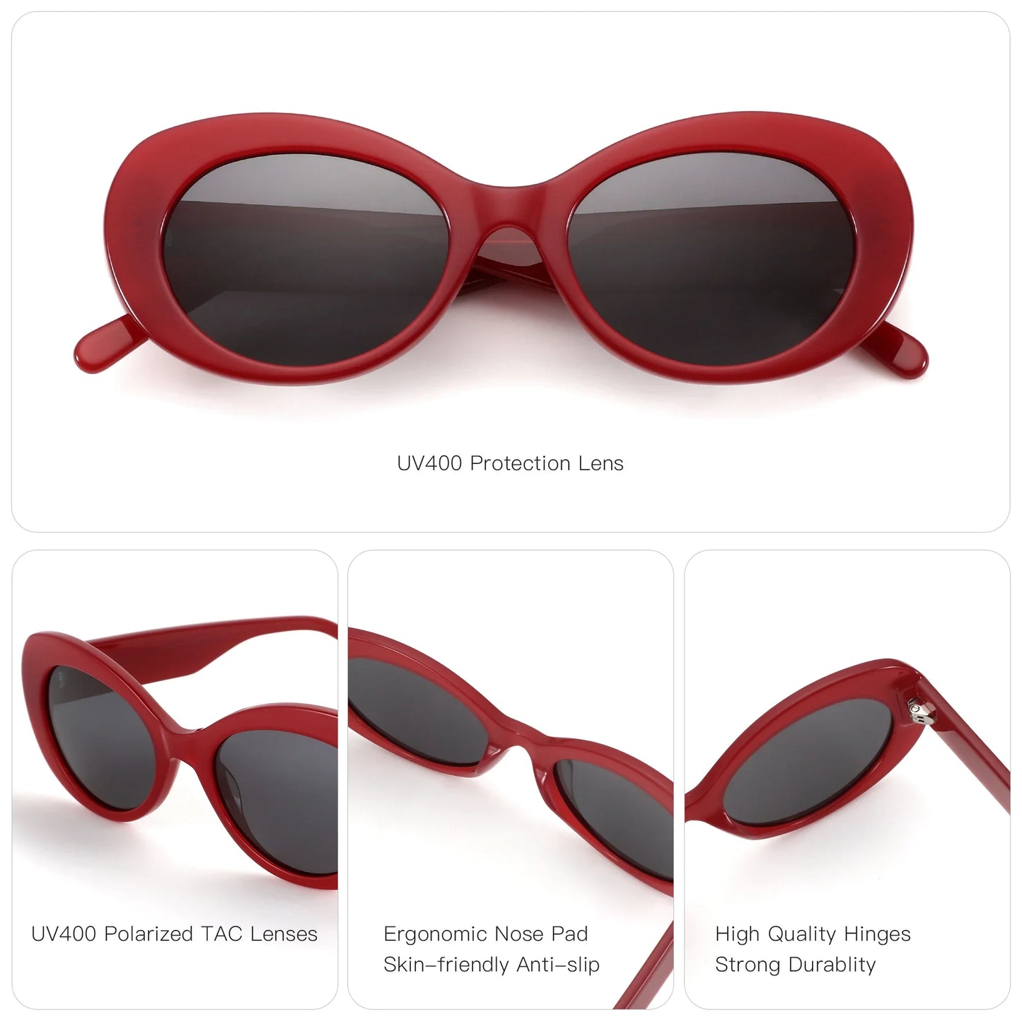 Handmade Acetate Oval Polarized Sunglasses Women Thick Frame UV400 Protection Sun Glasses for Ladies Shopping Gift