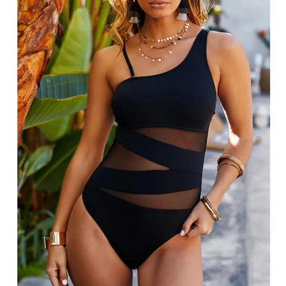 Sexy Net One Piece Swimsuit Women's Closed Swimwear 2026 New Push Up Swimming Wear Bodysuit Bathing Suit Beachwear Pool Bather
