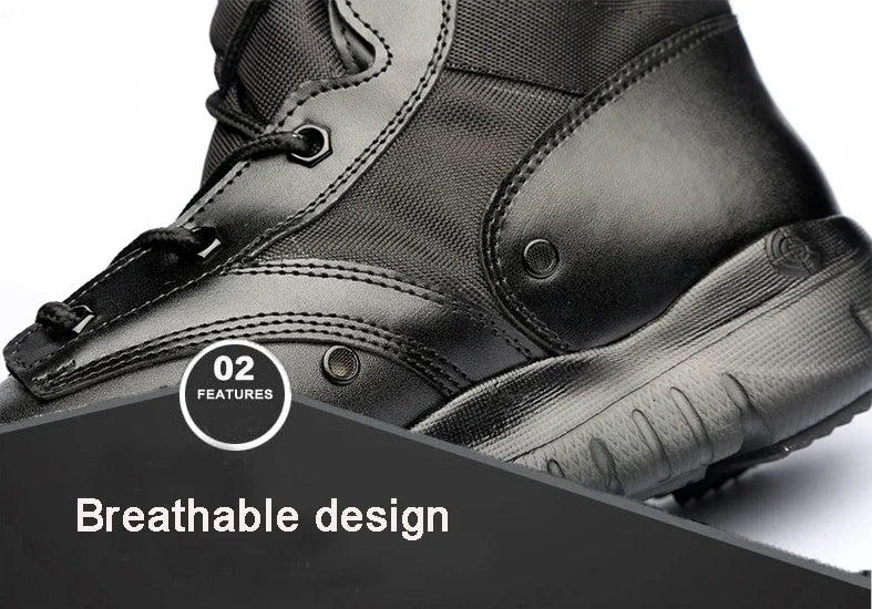 Men Ankle Work Boots Combat Shoes Super Light Tactics Boots Desert Shoes Breathable Boots Black High Top Men's Shoes