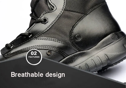 Men Ankle Work Boots Combat Shoes Super Light Tactics Boots Desert Shoes Breathable Boots Black High Top Men's Shoes