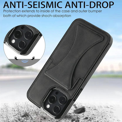 High Quality PU Leather Protective Credit Card Slots Foldable Kickstand Phone Case for iPhone 16 Pro Max 15 Plus 14 13 12 11
