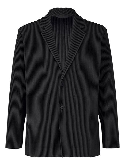 Miyake Pleated Men New Office Black Blazer Luxury High Fashion Suits Partially Lined Autumn Winter Coat
