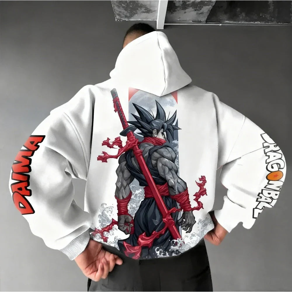 DRAGON BALL Men's Hoodie Sweatshirt Son Goku Anime Spring Autumn and Winter Boys Cotton Basic Long-sleeved Parent-child Outfit