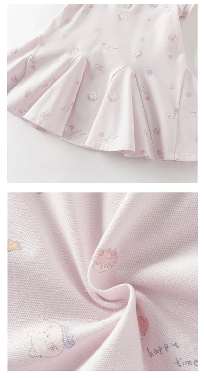 Girls Summer Princess Dress Casual Cute Kids Printed Polo Short Sleeve Dress Formal Party Knitted Clothes DB2262445