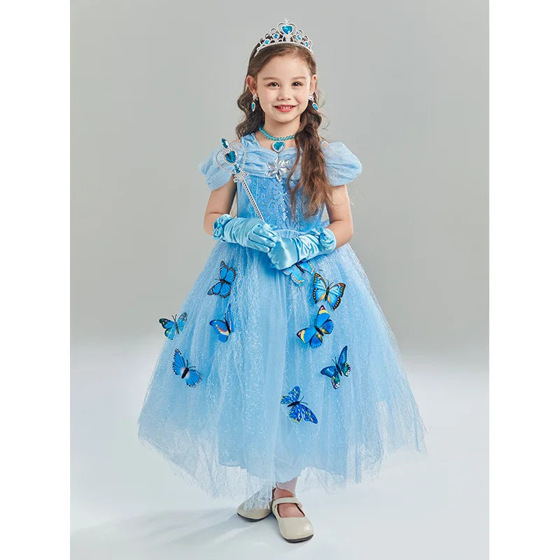 Kids Girls Cosplay Costume Children Summer Pageant Fantasy Cinderella Carnival Clothes Princess Birthday Dress 2-10 Yrs Clothes