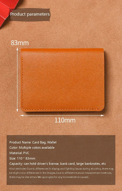 2025 Soft Leather Mini Wallet – Slim Foldable Card Case with Snap Closure for Women & Men