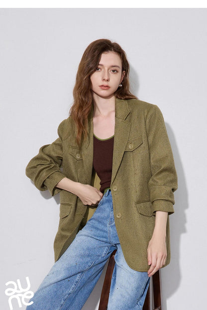 Women Blazer Jacket 2024 Autumn and Winter 2024 New High-end Tailored  Collar Thicking Jacket Coat
