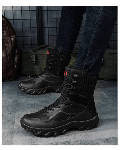 New Men Motorcycle Tactical Boots Work Army Desert Safety Climbing Hiking Shoes Anti-Slip Ultrallight Hunting Boots High Quality