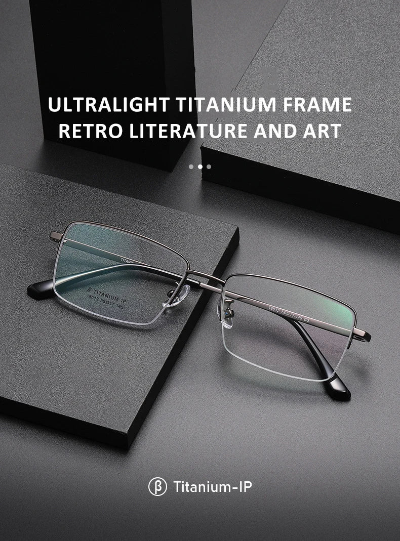 Simple New Retro Ultra-light Titanium Eyeglass Frames Men's Anti-blue Light Glasses Can Be Customized Prescription 18012