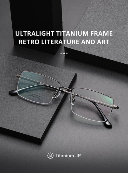 Simple New Retro Ultra-light Titanium Eyeglass Frames Men's Anti-blue Light Glasses Can Be Customized Prescription 18012
