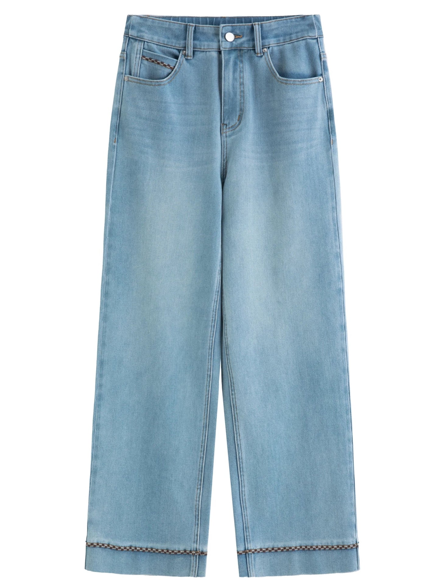 Double-length Jeans Women High-waisted Slim-fit Classic Straight Pants High Waist Elegant Office Lady Spring Trendy