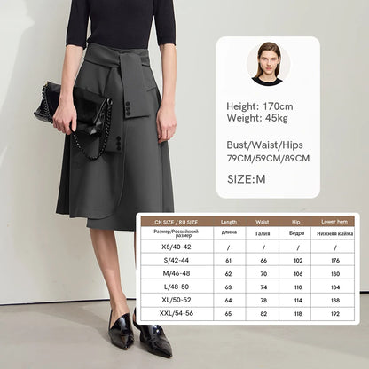 Minimalist New Skirt Women Summer 2025 Solid Loose Mid-length A-line Asymmetric Skirts Female Fashion Office Lady 12542045