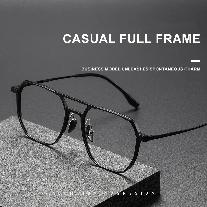 Large Frame Aluminum Frame Titanium Business Anti-Blue Light Reading Glasses Men Ladies Customizable Prescription ZY-20239