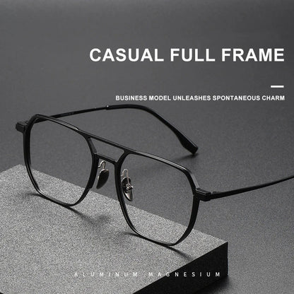 Large Frame Aluminum Frame Titanium Business Anti-Blue Light Reading Glasses Men Ladies Customizable Prescription ZY-20239
