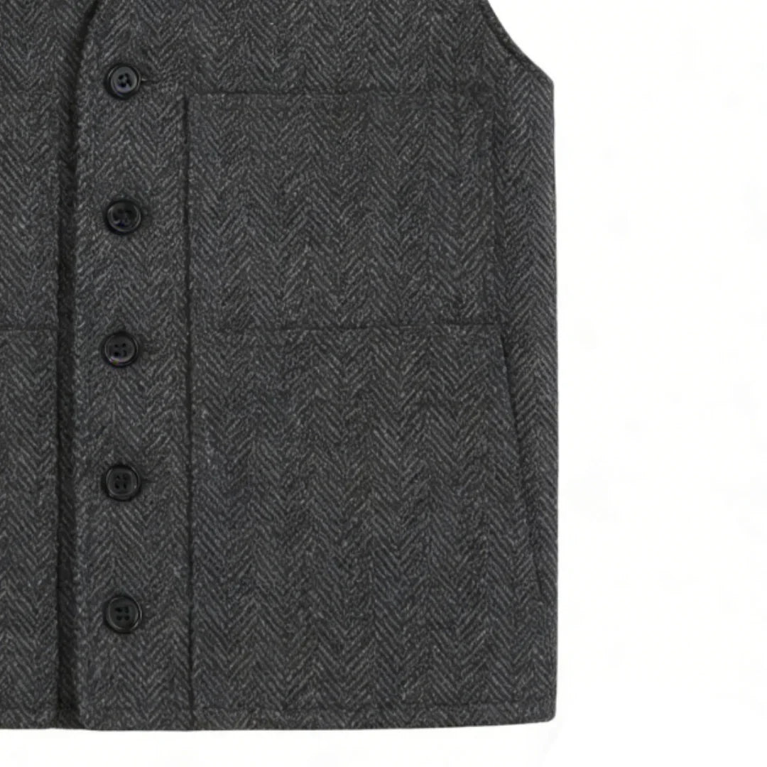 Men Vest Gray V Neck Herringbone Single Button Waistcoat For Wedding Birthday Banquet Party Business Work Daily Men Suit Vest