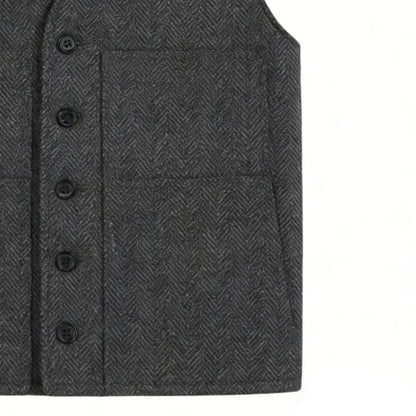 Men Vest Gray V Neck Herringbone Single Button Waistcoat For Wedding Birthday Banquet Party Business Work Daily Men Suit Vest