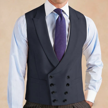 Men Vest White With Lapel Solid Double Breasted Waistcoat For Wedding Banquet Business Work Office Casual Daily Men Suit Vest