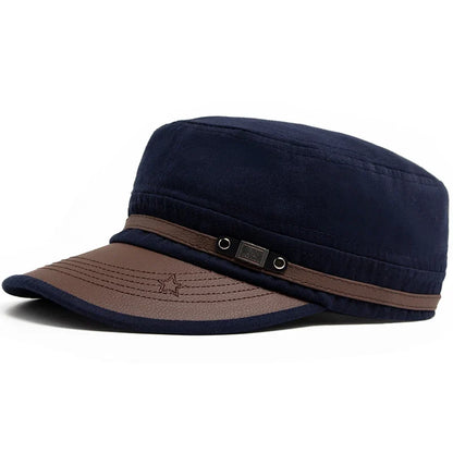 Flat Hat Women Fashion PU Leather Brim Men Baseball Cap Soft Cotton Cloth Casual Visor Trucker Hat Autumn Summer Adjustable