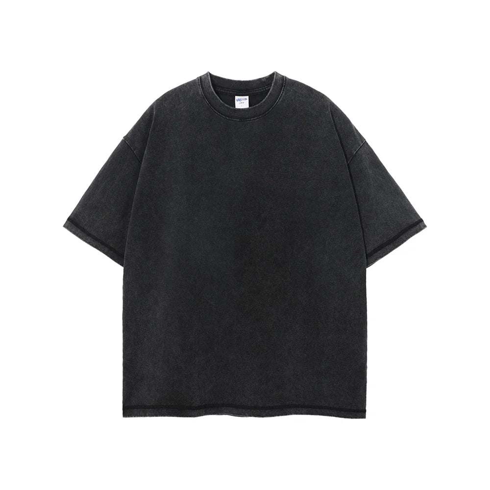 New Summer Batik Washed T-Shirts For Men Unisex Retro Loose High Street 275gsm Cotton T Shirt Brand Design HY0594