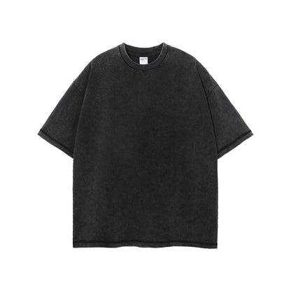 New Summer Batik Washed T-Shirts For Men Unisex Retro Loose High Street 275gsm Cotton T Shirt Brand Design HY0594
