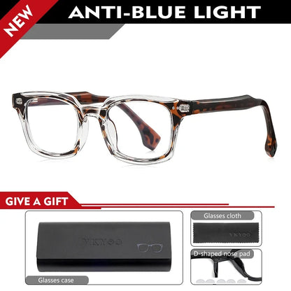 Personalized Fashion New Geometric Square Design Men's Anti-blue Light Reading Glasses Can Be Customized Prescription
