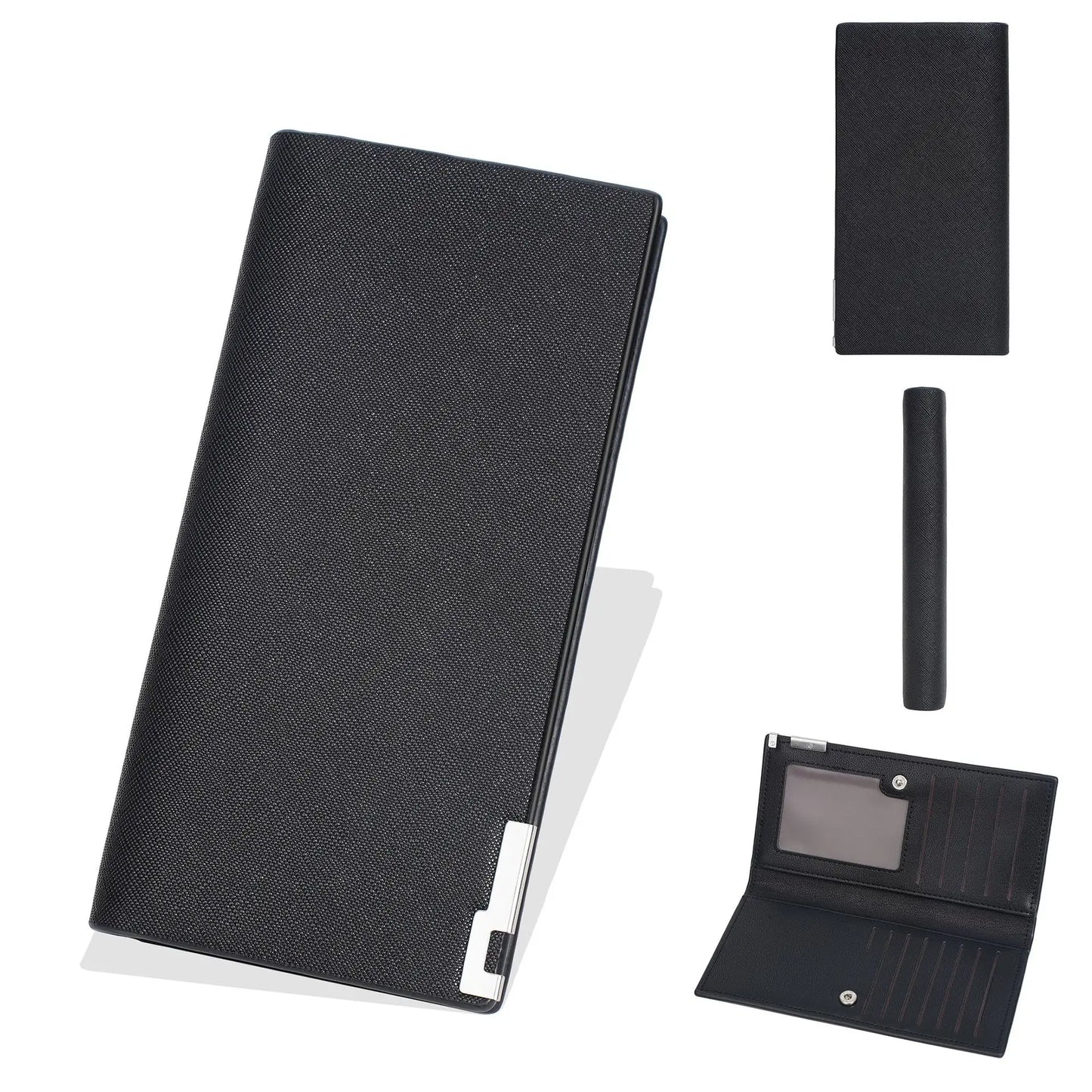 Male Long Ultra-thin Folding Canvas Wallet Simple Retro Fabric Style Linen Money Clip Large Capacity Wallets for Men