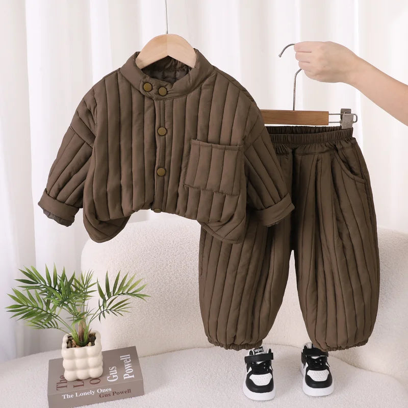 New Winter Baby Girls Clothes Set Children Boys Thick Warm Jacket Pants 2Pcs/Set Infant Clothing Toddler Costume Kids Tracksuits