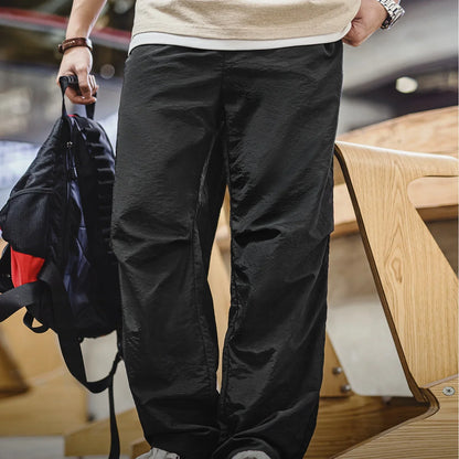 Men's Field Cargo Pants Lightweight Nylon Straight Leg Tactical Workwear Casual  Elastic Waist Trousers for Spring Summer