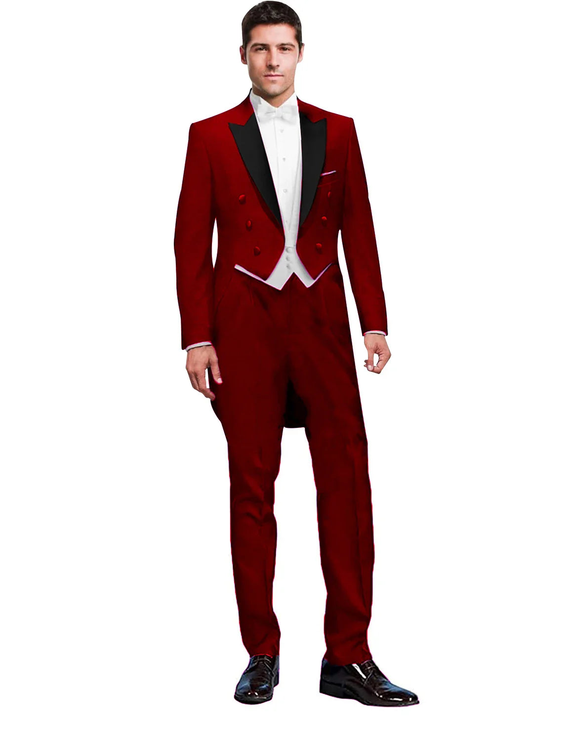 3 Piece Black Men Suit Wedding Groom Tuxedo Long Tailcoat Best Man Formal Prom Suit Fashion Costume Homme (Jacket+Vest+Pants)