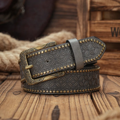 A Men's and Women's Casual Retro Belt Western Style! PU Leather Belt with Metal Buckle, Suitable for Daily Work Wear