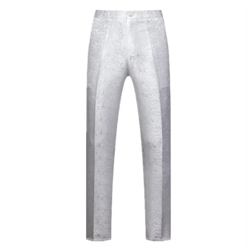 New Men Luxury Jacquard Suit Pants Fashion Wedding Party Groom Dress Trouser