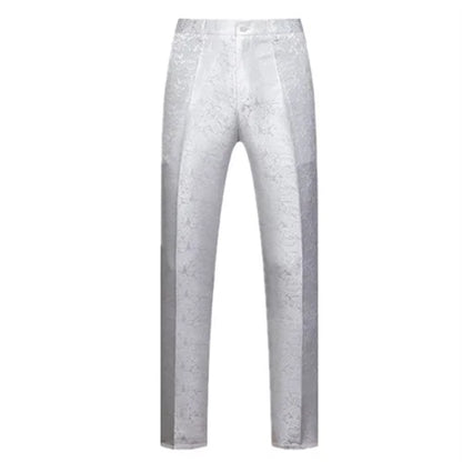 New Men Luxury Jacquard Suit Pants Fashion Wedding Party Groom Dress Trouser