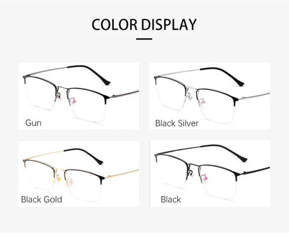 New Titanium Rectangular Classic Business Half-rim Anti-blue Light Reading Glasses Men's Customizable Prescription 8017JX
