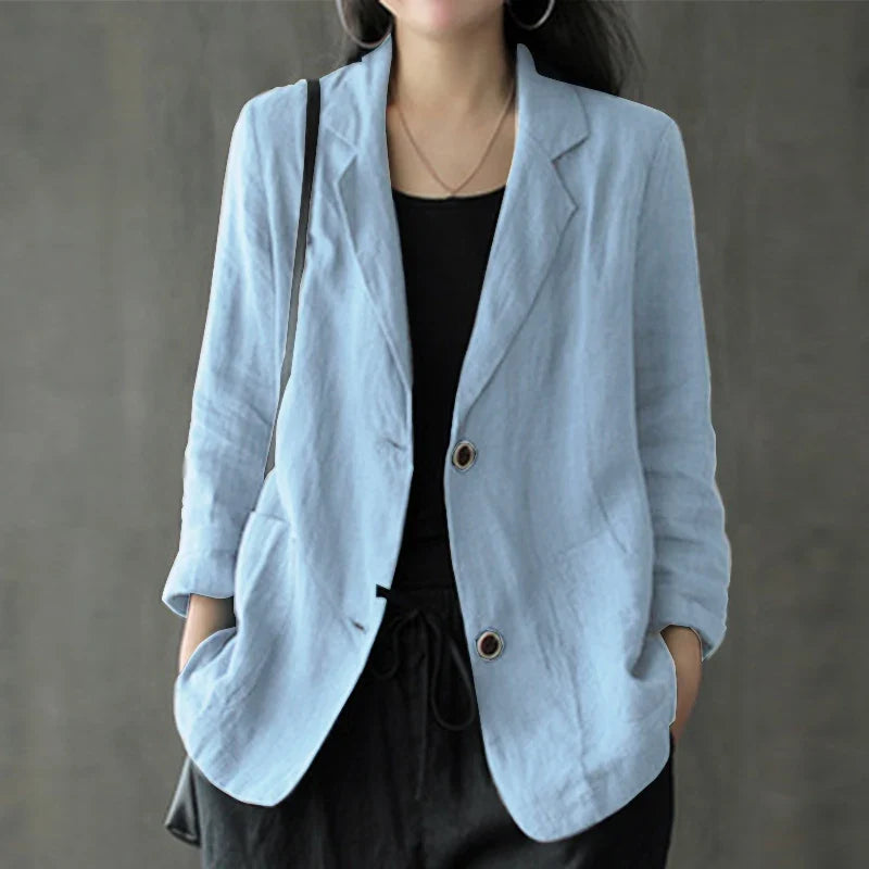 Elegant Solid Blazer Women Autumn Overcoats ZANZEA 2023 Casual Long Sleeve Single Button Coats Female Lapel Outwears Oversized