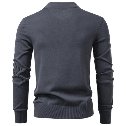 Men's Slim Fit Long Sleeve Polo Shirt Autumn Winter Thermal Comfort Fashion Stripe Solid Color Button up Polo Tops