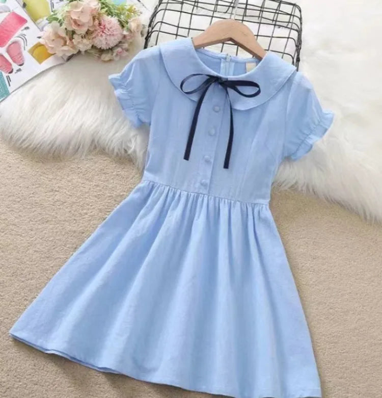 Pure Cotton Thin Short Sleeve Girls Party Dresses Kids Clothes 10 Years Old 2025 Children's Clothing Child Girl Dress Elegant 14