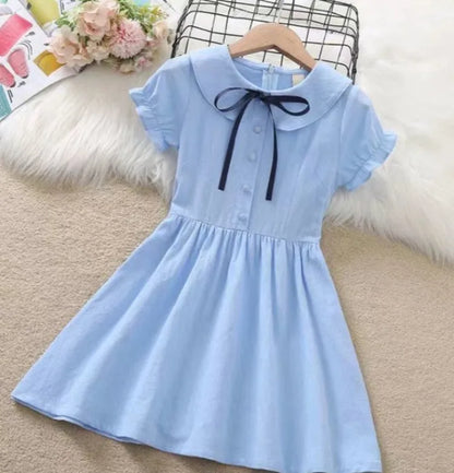 Pure Cotton Thin Short Sleeve Girls Party Dresses Kids Clothes 10 Years Old 2025 Children's Clothing Child Girl Dress Elegant 14
