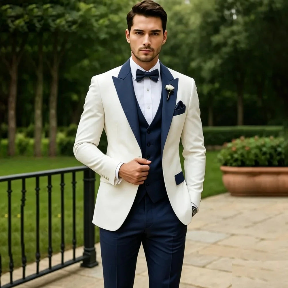 3 Pieces Wedding Tuxedo for Groom Sage Green Slim Fit Formal Men Suits Elegant Blazer Vest Pants Set for Prom Party Ceremony