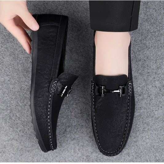 Men's shoes large size simple men's lazy casual shoes for men's black light driving loafers men's shoes leather shoes