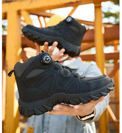 Safety Rotating button  Boots Men Outdoor tactical boots Indestructible shoes Puncture-Proof Work Boots Steel toe shoes Sneakers